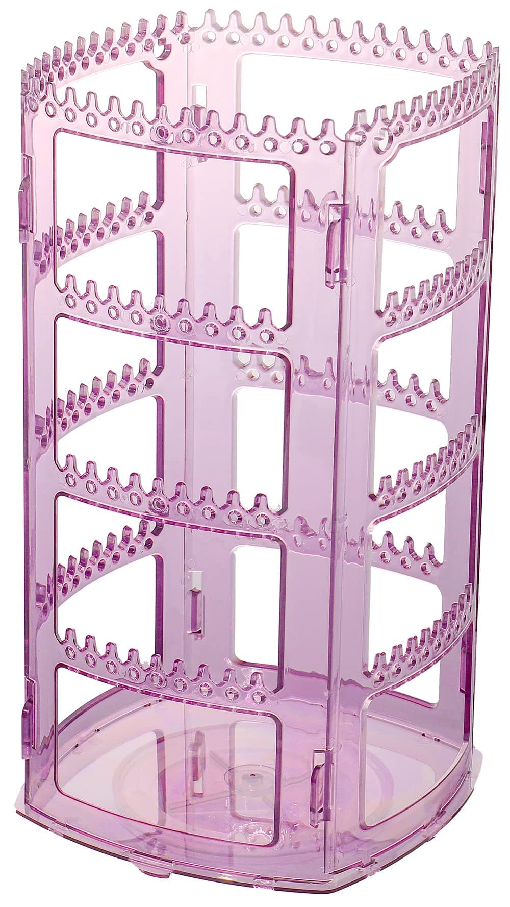 Sooyee Clear Violet Earring Organizer,360 Rotating Earring Holder,4 Tiers Jewelry Rack Display Classic Stand, 156 Holes and 160 Grooves for Necklaces Earrings Piercings