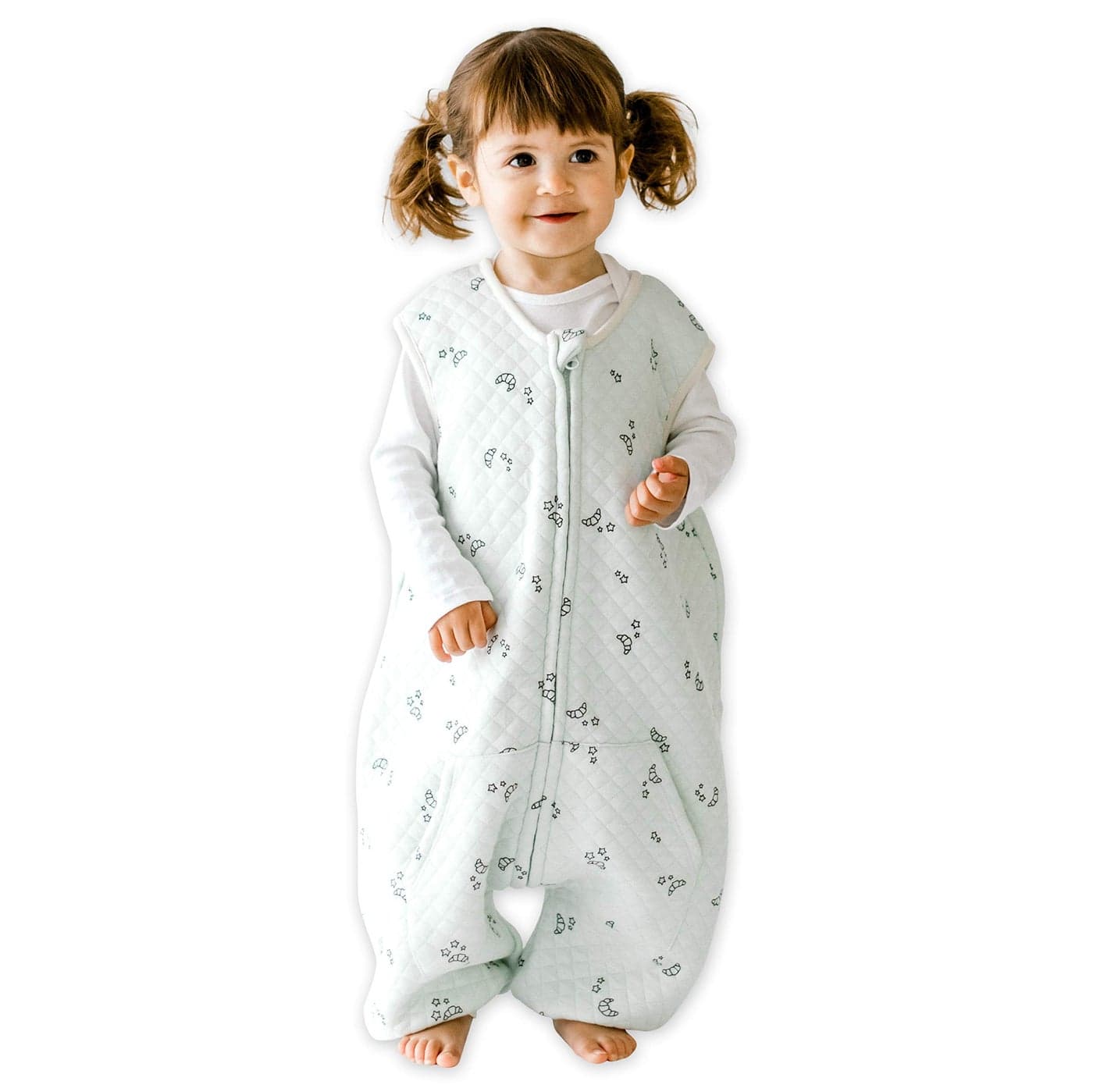 Tealbee DREAMSUIT Toddler Sleep Sack with Feet 1218 months 1824 months 08 TOG Lightweight Baby Wearable Blanket for Walkers Rayon made from Bamboo Organic Cotton Sleeping Bag Croissant