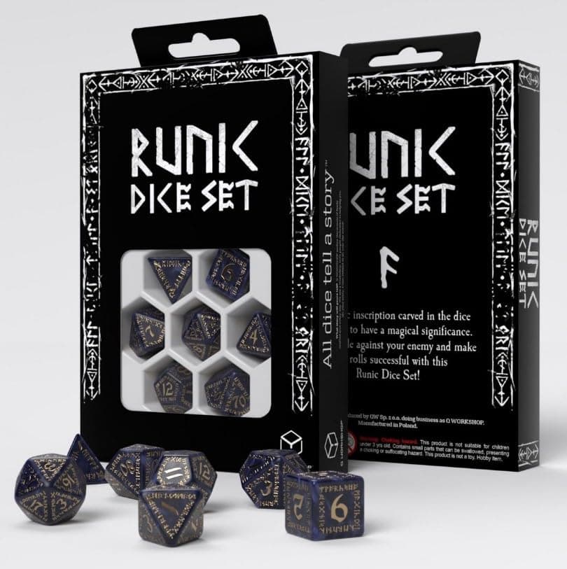 Runic Dice Set Mixed Blue Gold for Ages 14 and Up 1 Players