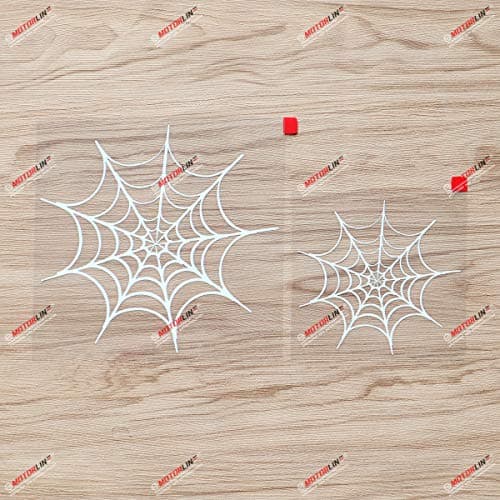 Spider Web Cobweb Decal Vinyl Sticker 2 Pack White 4 Inches 6 Inches Die Cut No Background for Car Boat Laptop Cup