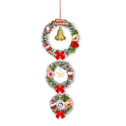 SAU RANG India Designer Christmas Wreath - length21Inch, Width 8inch - (Black Pine, 1 Pcs)