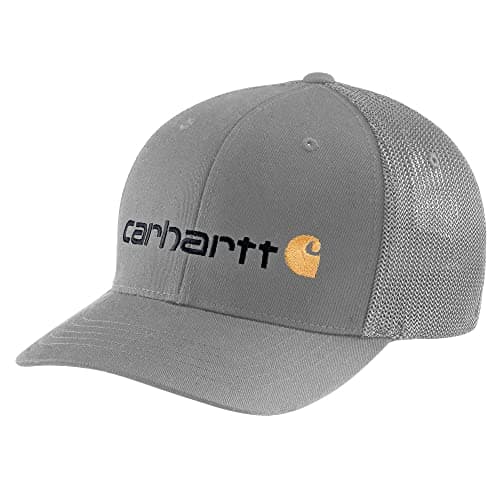 Carhartt Mens Rugged Flex Fitted Canvas Mesh Back Graphic Baseball Cap, Asphalt, X-Large-XX-Large US