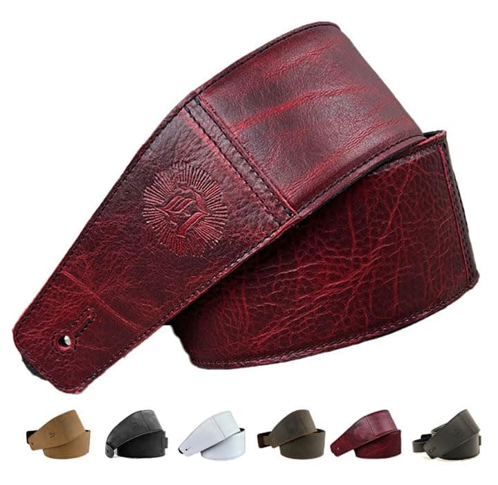 Anthology Gear "The Reticent Full Grain Leather Guitar Strap For Electric, Acoustic, and Bass Guitars (3", Canyon Rouge)