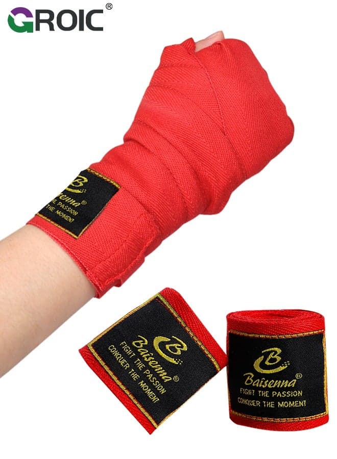 1 Pair Boxing Hand Wraps Advance Inner Gloves for Punching Elasticated Bandages Under Mitts Great Protection for MMA, Muay Thai, Kickboxing, Martial Arts & Combat Sports, 196 Inch
