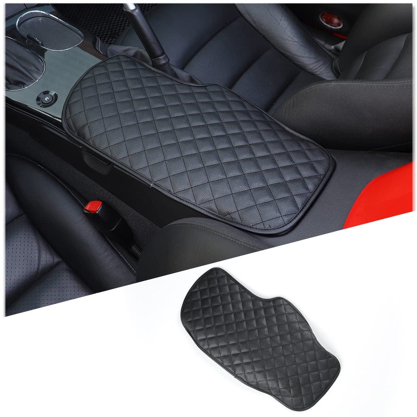 PIUGILH Car Armrest Box Pad Fit for Corvette C6 20052013 Interior Accessories Leather Car Center Console Armrest Cover Pad Mat Black