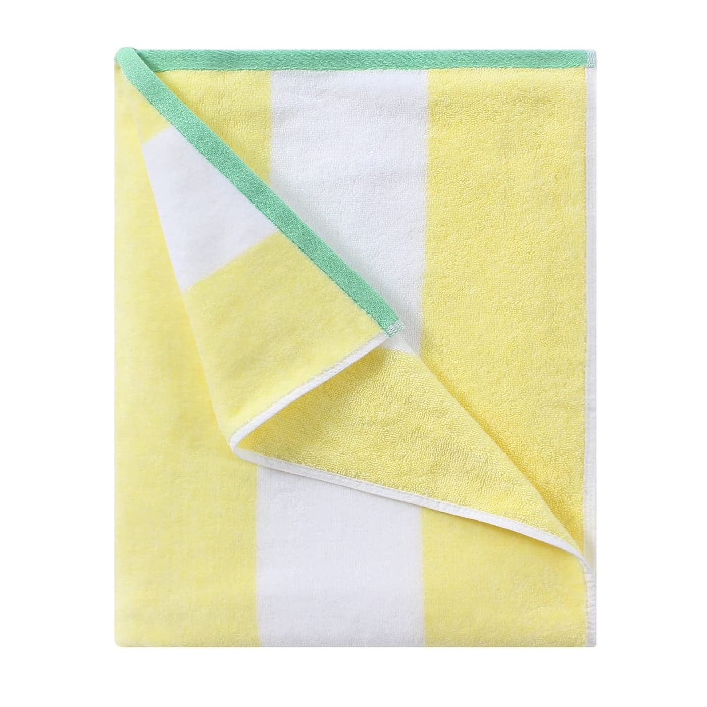 HENBAY Cotton Oversized Beach Towel Large 70 x 35 Inch Pool Towel Yellow Striped Quick Dry Swimming Cabana Towel