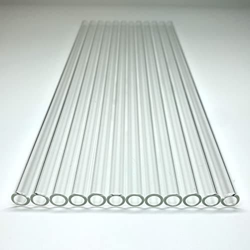 Glass Tubes 12 Piece Reusable Glass Straws 12 Inch Long OD 10 mm Thickness 15 mm Industrial Borosilicate Glass Tubing for Tall Cups 10mm12INClear