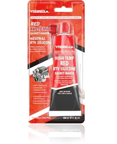 Visbella High Temperature RTV Silicone Gasket Maker, Sealed Oil Resistant Waterproof Quick Dry Liquid for Bonding Internal Combustion, Steam Turbines, Automotive Engine Parts 3.7OZ (Red)