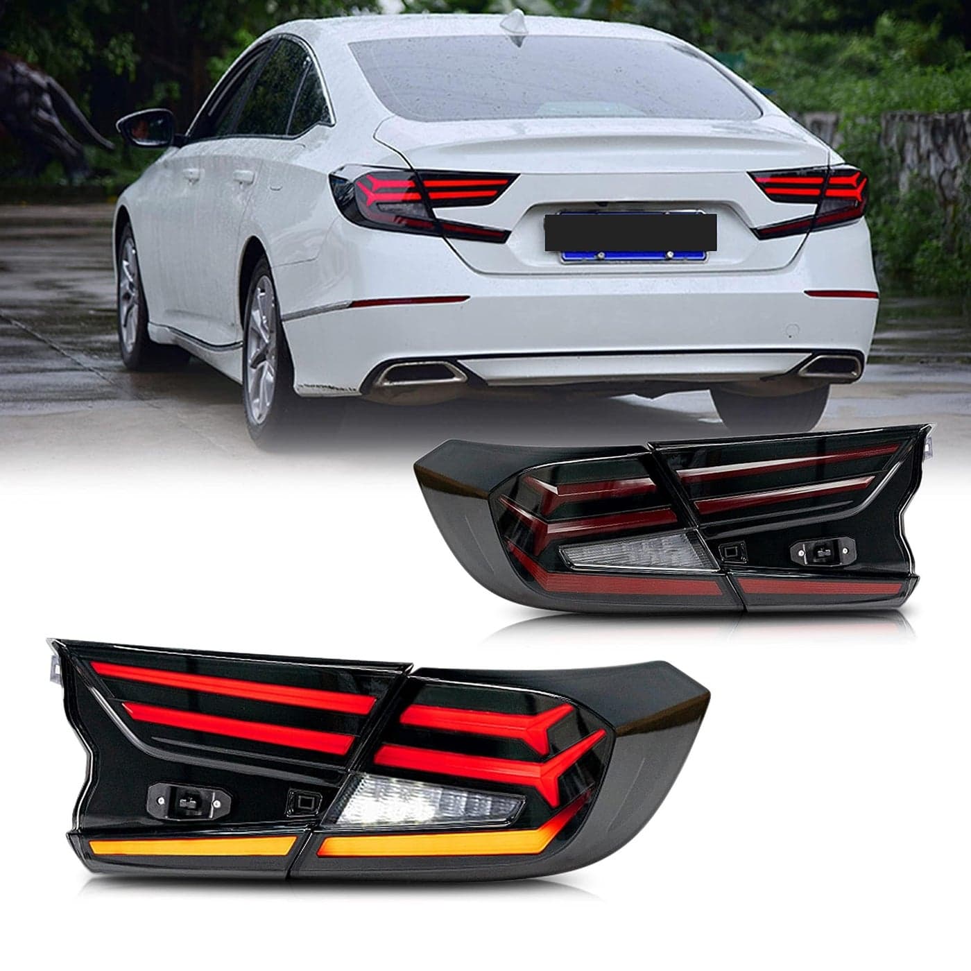 inginuity time LED Tail Lights For Honda Accord 10th Gen 2018 2019 2020 2021 2022 Animation DRL Sequential Indicator Rear Lamp Assembly Black