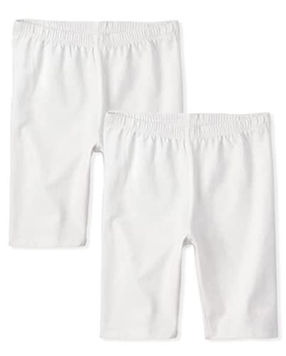 The Children's Place Girls Mix and Match Bike Shorts, White 2 Pack, Large
