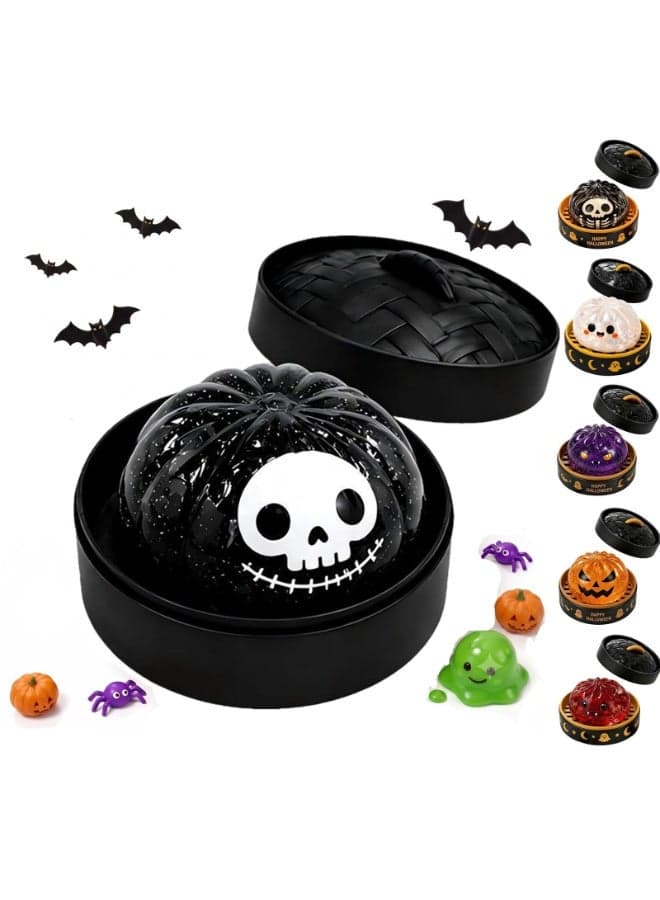 Halloween Spooky Ghost Dumpling Squishies Toys, Dumplings Stress Balls for Adults Fidget Toy with Steamer,Relief Fidget Sensory for Holiday & Birthday Gifts