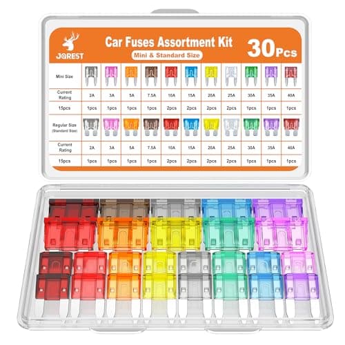 JOREST 30Pcs Mini Standard Car Fuse Assortment Kit 15 Mini Blade Fuses Automotive 15Standard Auto Fuses for CarRVTruckMotorcycle2Amp 3A 5A 75A 10A 15A 20A 25A 30A 35A 40A