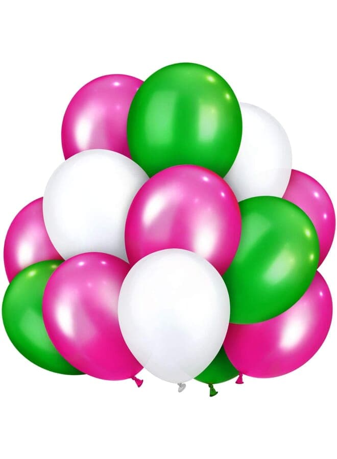 Set Of 100 Latex Balloons For Birthday Wedding Christening And Themed Party Decorations Green Pink & White Latex Balloons 12 Inches
