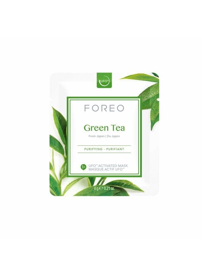 Green Tea UFO Activated Facial Mask for Blemish-Prone Oily Skin, 6 pack, Purifying, Antioxidant, Moisturizing, Green Tea & Ulmus Extract, Cruelty-Free, Clean Formula, Compatible with UFO 2 & UFO