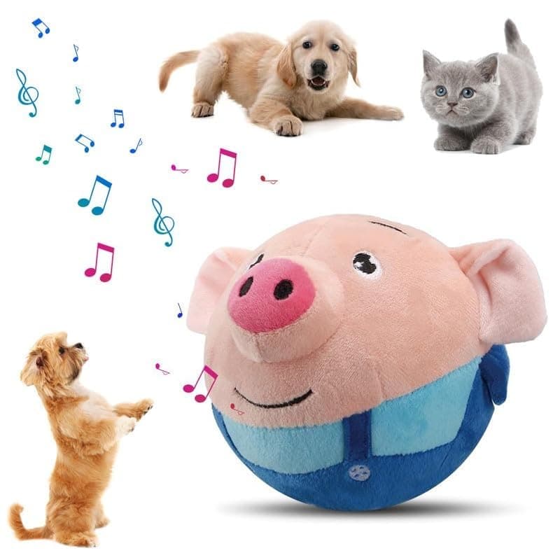 Interactive Dog ToysActive Moving Pet Plush Toy2026 New shaking dog ball pig dog toy Interactive Dog Ball with song Squeaky Moving Dog Ball ToyRechargeable Toys to Keep Them Busy Dog ToysBlue Pig