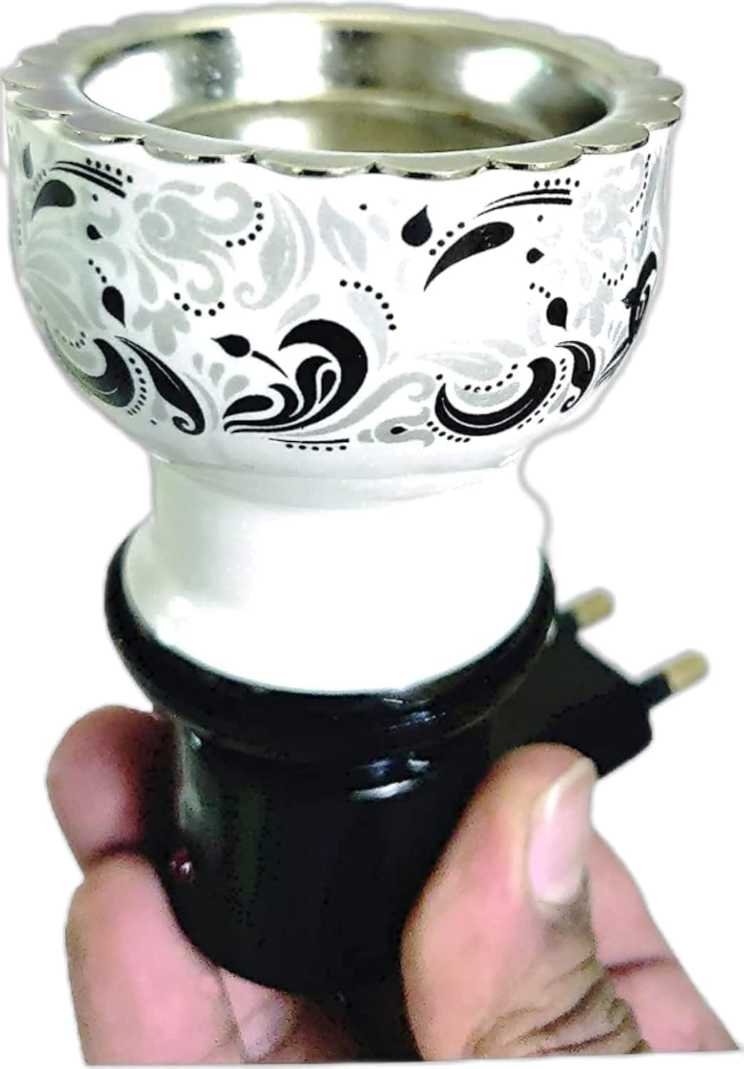 90 Degree Shock Proof Electric Aroma Camphor Diffuser for Home Fragrance Kapoor Dani Incense Holder Oil Burner Mix Colours 8x7 cmCeramic RoundWhite