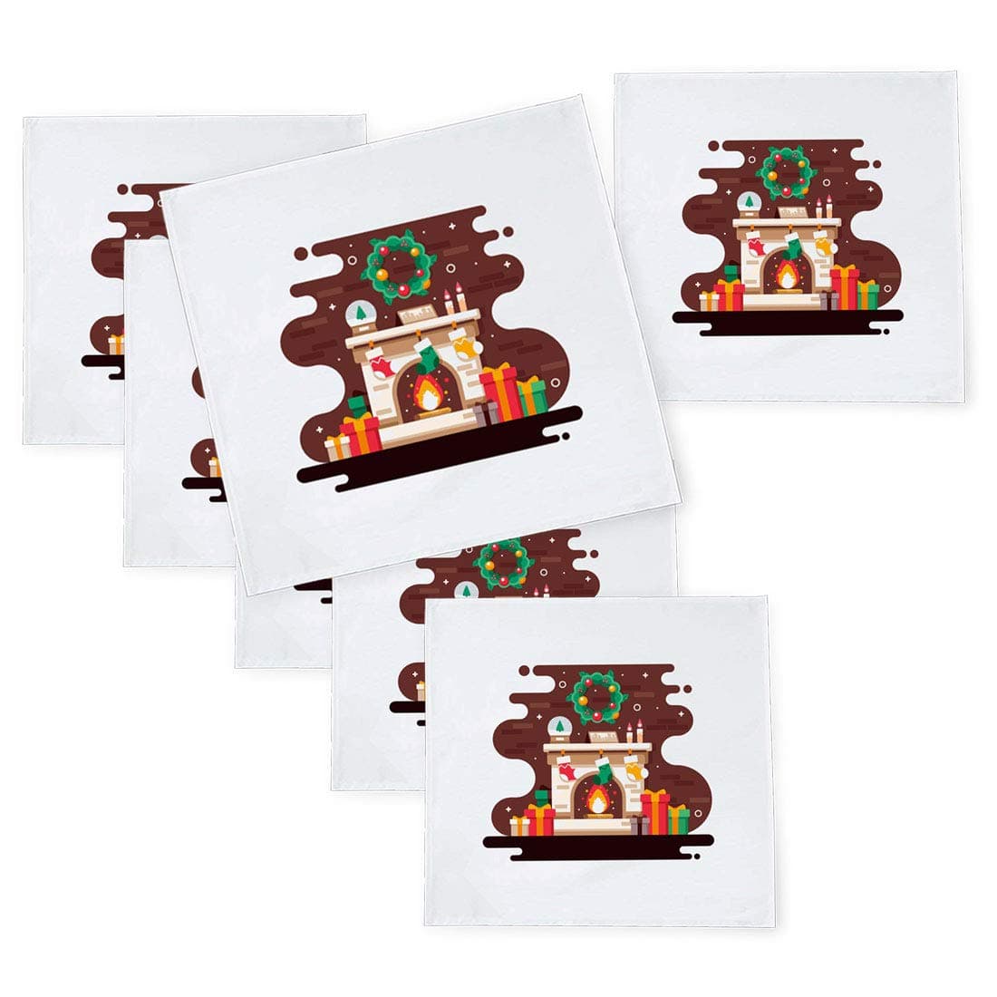 Khakee 6 Pcs Christmas Theme Tafta Silk Table Napkins 10x 10 for Xmas Decoration Christmas OrnamentsChristmas Gift npxmas29P