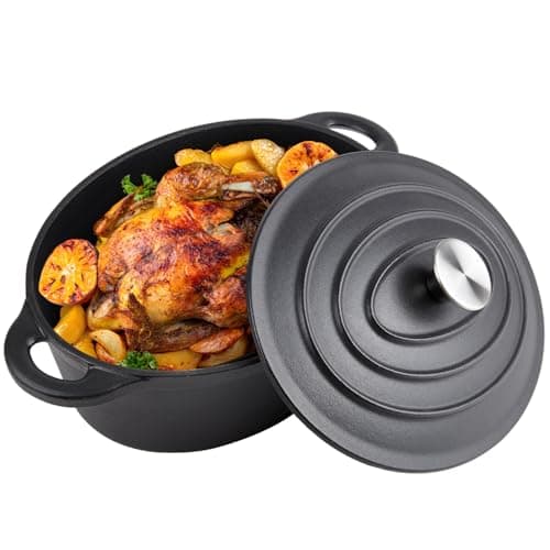 5.5 Quart Oval Cast Iron Dutch Oven Pot with Lid, Oven Safe up to 550° F & Dishwasher Safe, Sturdy Dutch Oven Cookware