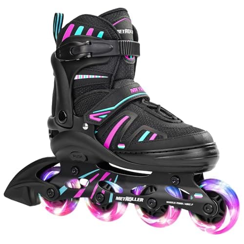 METROLLER Adjustable Inline Skates for Girls Boys with Light up Wheels Roller Skates Kids Youth Fun Beginner Blades Youth Ages 58 812 Adults Outdoor