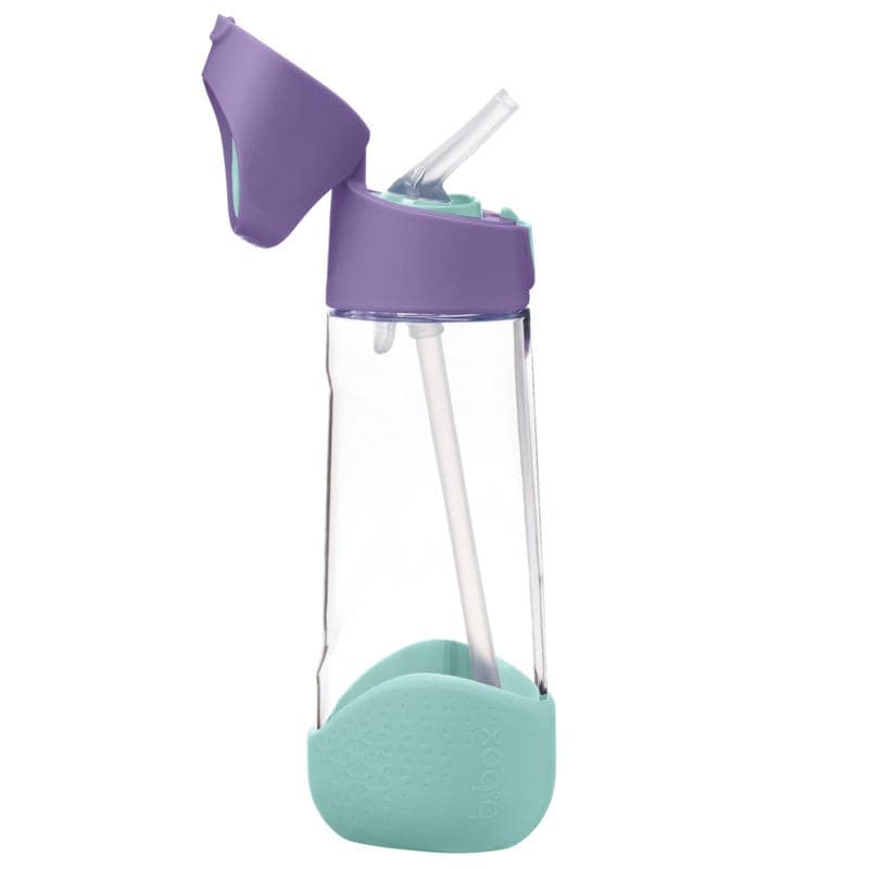 B.Box Big Kids Tritan™ Drink Bottle with Straw | Leakproof Push Button Lid | Ergonomic Triangle Grip | BPA-Free Reusable Water Bottle for School Kids | 600ml-Lilac Pop