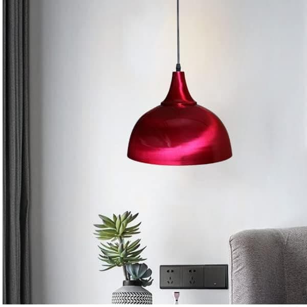 kinis 10 Inch Bowl Decorative Hanging Lamp/Pendant Lamp/Ceiling Light to Décor Home/Living Room/Bedroom/Office/Dining/Cafe/Restaurants, Maroon (Pack of 1, with Bulb)