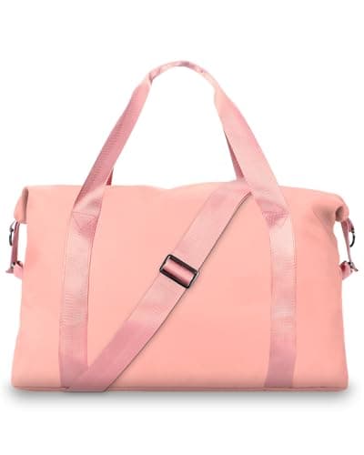 WALNEW Travel Duffle Bag for Women Waterresistant Duffle Bag with Wet Pocket Carry On Personal Item Travel Bag Weekender Overnight Bag Hospital Bag for Women Labor Delivery Pink