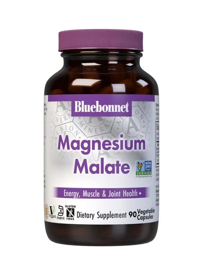 Bluebonnet Magnesium Malate Vegetable Capsules For Nutrition: Support Energy And Health Of Muscles And Joints; Non-GMO, Vegan, Kosher Certified