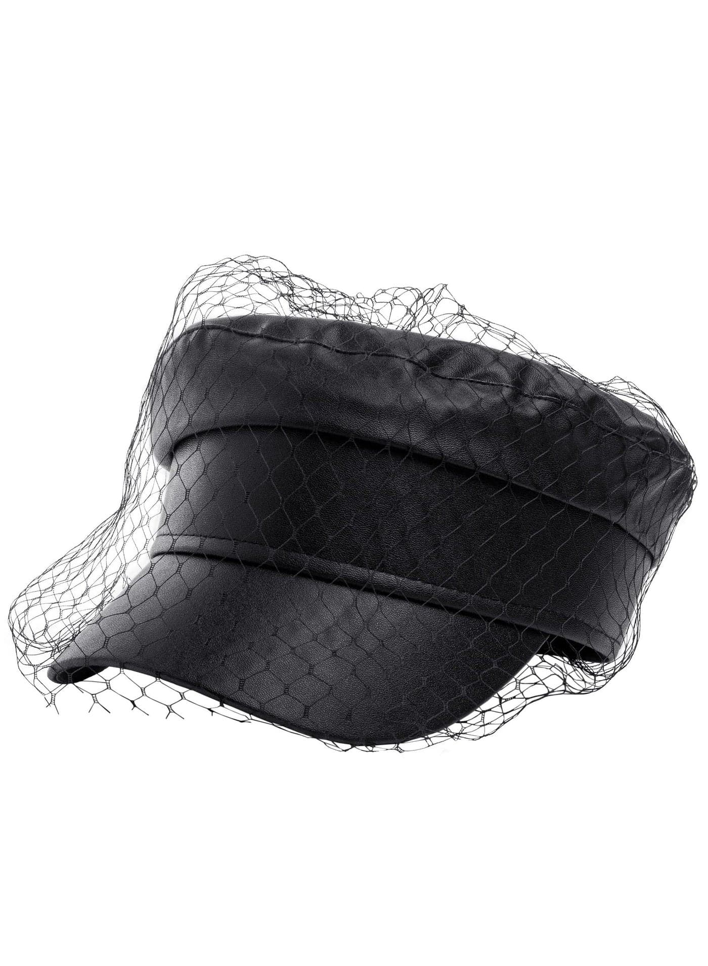 Beret Hats for Women, PU Leather Newsboy Fiddler Cap, with Veil Casual Baker Boy Captain Hat, Vintage British Style, Ideal Outdoor Activates, Walking, Driving, Golfing, and Everyday Wear.