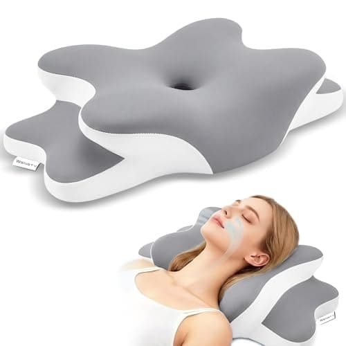 Dreams Relief PillowSleep Apnea Pillow wNeck Snoring ReliefOrthopedic Ergonomic Contour Cervical Memory Foam Cooling Pillow for Side SleepersMedium Firm Support Gray Queen Size