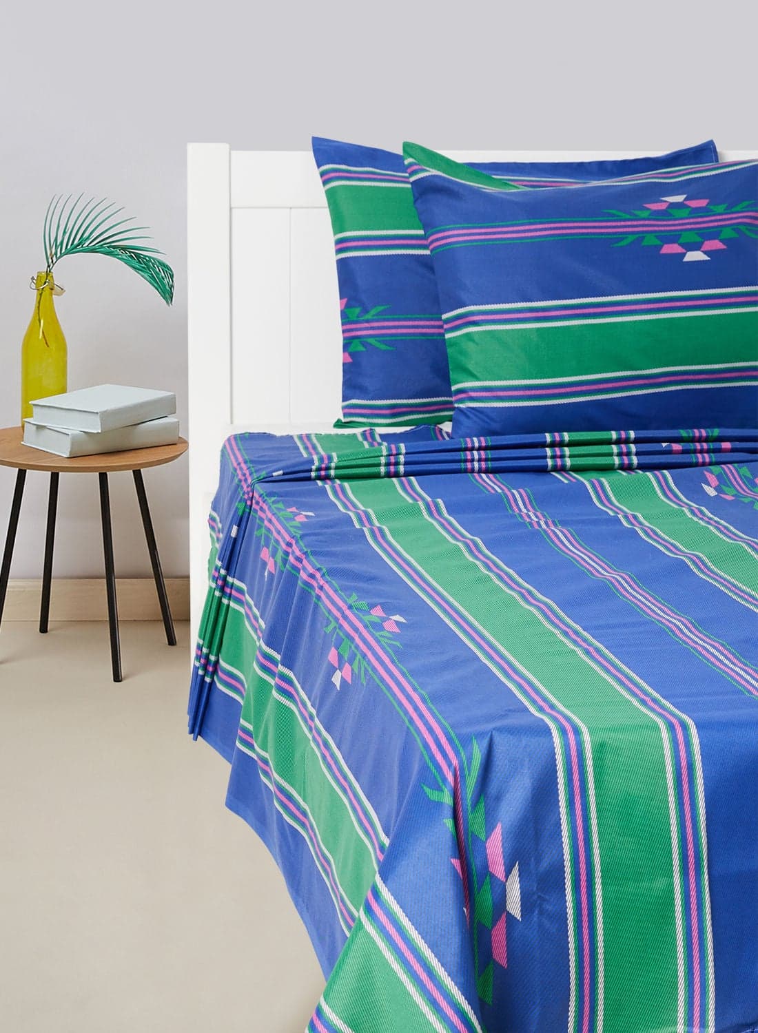 3-Piece Printed 180 TC Cotton Bedsheet Set Queen Size Premium Collection (1 Bedsheet + 2 Pillow Cases) Scampi