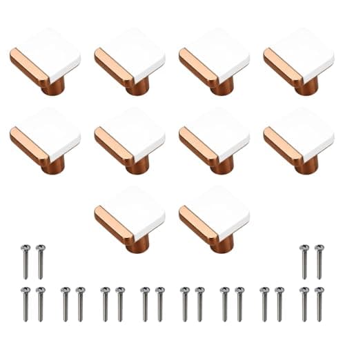 VOLO Cabinet Knob/Drawer Cabinet Knobs/Wardrobe Door Knobs/Cupboard Drawer Pull Handle/Kitchen Drawer Knob/Pulls (Knob_S-175) (White/Rose Gold) (10)