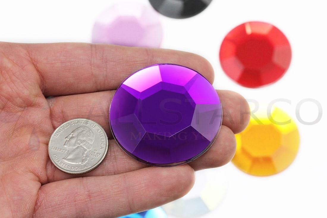 45mm Purple Amethyst H105 Large Acrylic Rhinestones, Pro Grade - 2 Pieces