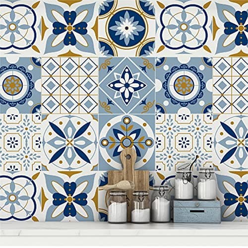 MOSAICOWALL Vinyl DIY Decorative Wall Tile Stickers 6" x 6" Inch (Pack of 27) -Style 6, Vinyl, Self-Adhesive