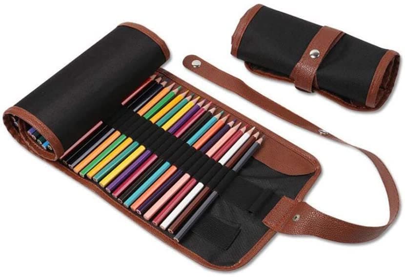 deziine 1Pcs 48 Holes Canvas Wrap Roll Up Pencil Case Pen Bag Holder Handmade Storage Pouch,Multicolor