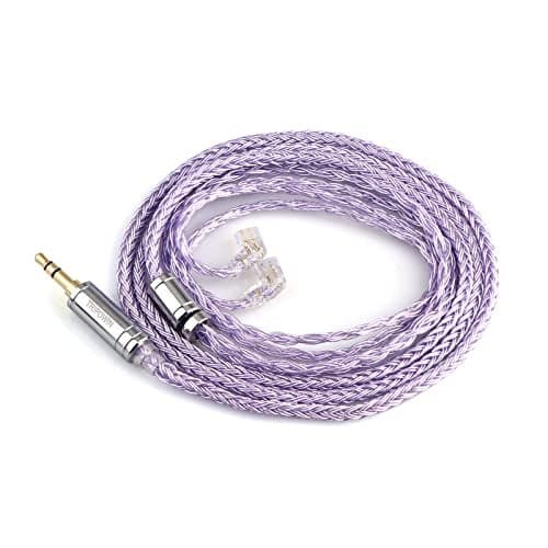 Linsoul Tripowin Zonie IEM Cable, 16 Core Silver Plated Earphone Upgraded Cords, 1.25m SPC in Ear Monitor Cable for ZS10 PRO 2 AS10 PRO ZSN PRO X Wan’er SIMGOT EM6L(Recessed 2pin, 3.5mm)(Lavender)