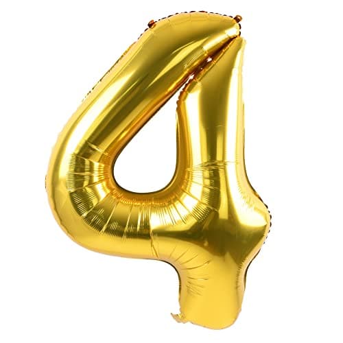 TONIFUL 40 Inch Gold Large Numbers 09Number 4 Digital Helium BalloonsFoil Mylar Big Number Balloons for 2026 Graduation New Year Eve Birthday Party Supplies Decorations