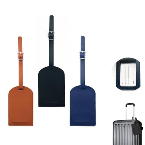 Xfopz 3PCS Luggage Tags for Suitcase Travel Bag Labels Privacy Protection Luggage Tag for Baggage PVC Baggage ID Label Tags Azure (Black+Navy Blue+Brown)