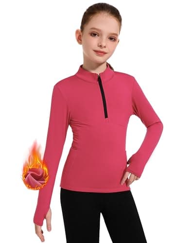 M MOTEEPI Girls Fleece Jacket Long Sleeve Horse Riding Shirts Warm Zip Up Jackets Cute Kids Sweatshirts 14 Zip Fall Winter Thermal Coats Candy Pink L