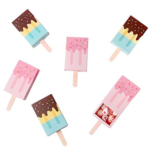 Adam Victor 3D Popsicle Box Design Gift Boxes Funny Paper Candy Box Party Decoration DIY Lovely Party Favor Mini Goody Boxes 12 Pcs in Package 2 ColorsPink and Blue