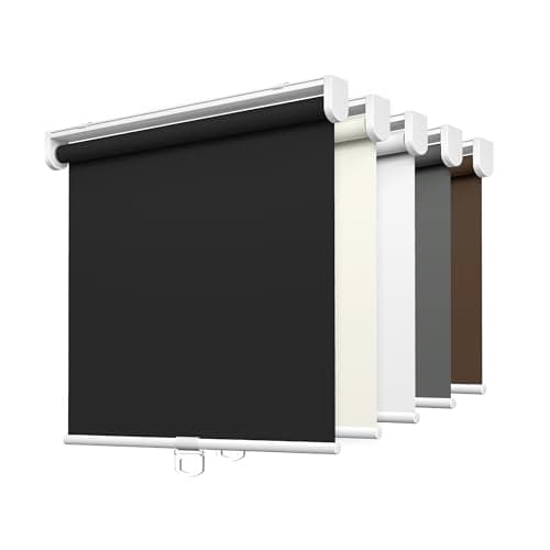 LazBlinds No Tools No Drill Cordless Roller Shades, 100% Blackout Roller Blinds for Windows, Thermal Insulated UV Protection Waterproof Roll Up Window Blinds and Shades, 23'' W x 72'' H, Black