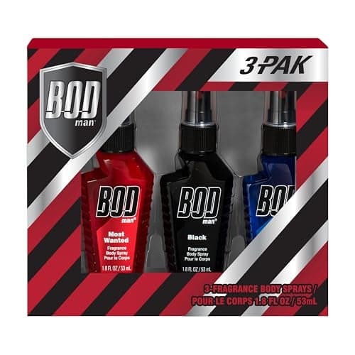 BOD man Body Spray Holidiay Gift Set for Him - (Black, Really Ripped Abs, Most Wanted)