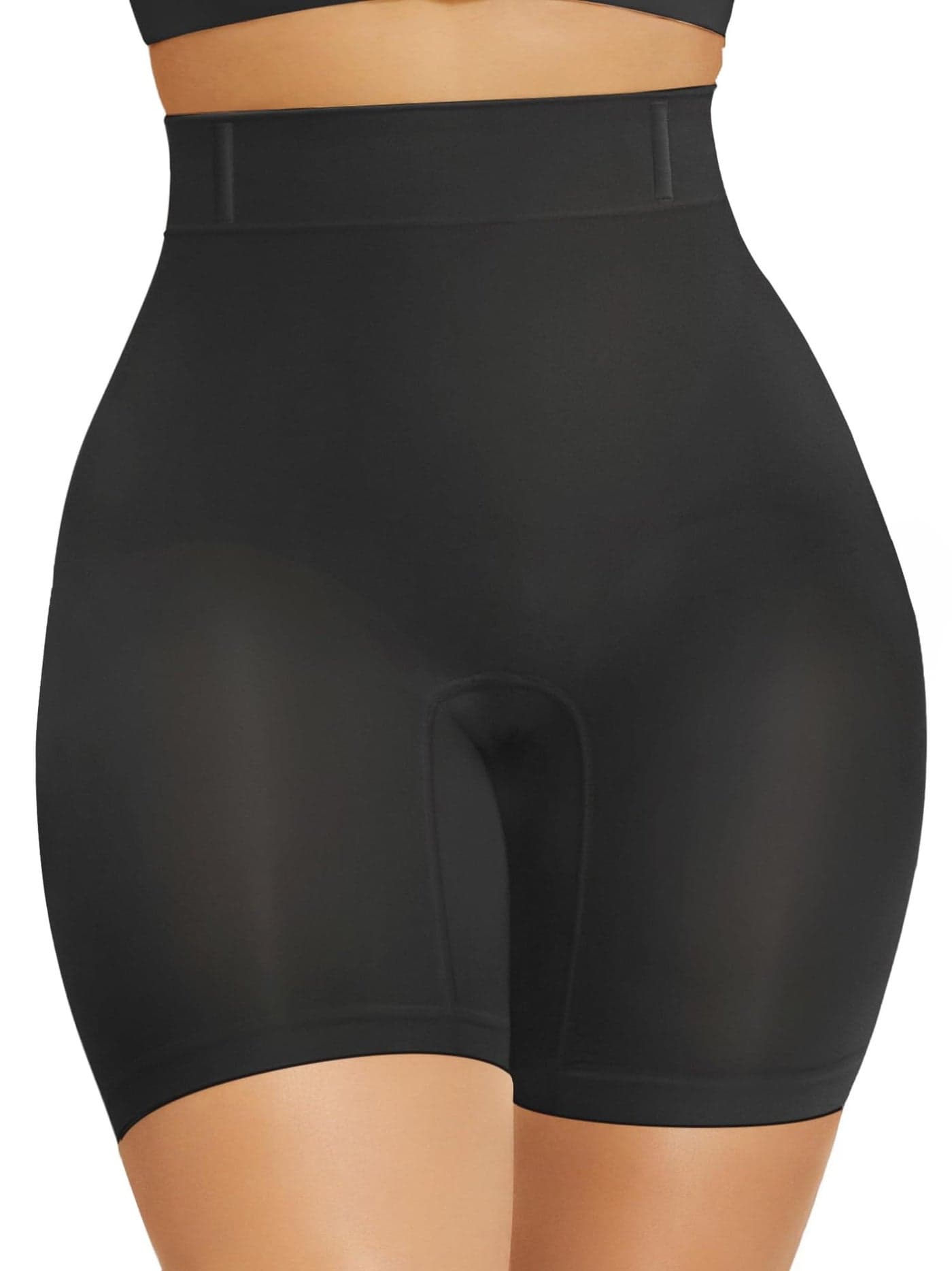 SHAPERX Tummy Control Underwear for Women – Mid-Waisted Seamless Shapewear Shorts Anti-Rolling Body Shaper Under Dresses, SZ5810-Black-L/XL