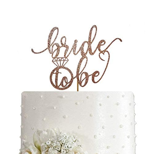 AMINJIE Bride to Be Cake Topper for Bridal Shower Wedding Shower Engagement Bachelorette Hen Party Decorations Doublesided Rose Gold Glitter