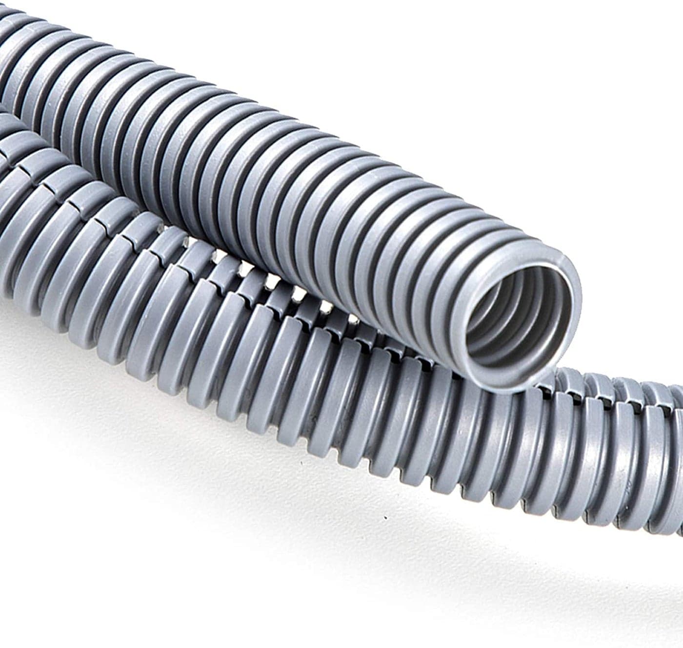 ZhiYo 20FT 3/8” Wire Loom Split Tubing Auto Wire Conduit Flexible Cover | High Temperature Heat Resistant -40F to 257F | Plastic Cover for Electrical Wires & Cables, Grey