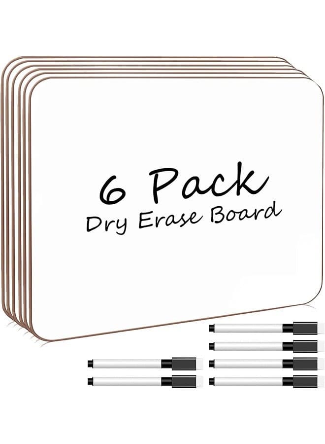 White Board,6 Pack Small Dry Erase White Board Board Lapboard , Durable Portable Whiteboard for Kids Students, Classroom, Home, Office Work and for Paper and Pen Games