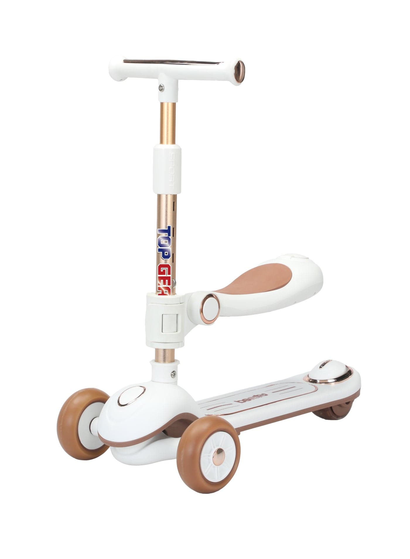 Top Gear Toddler Scooter/Balance Bike TG 8027 with Music & Light, Ride On Toys for 2-12 Years - White
