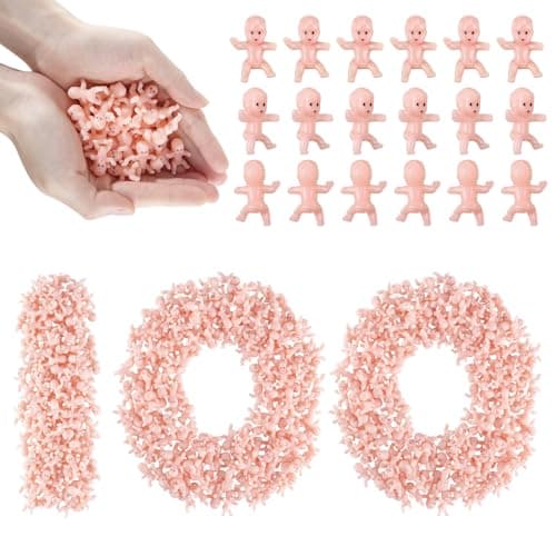 ZJJZGYXINTAI 100 PCS Mini Babies for Baby Shower Games 1 Inch Plastic Babies Bulk for King Cake Ice Cube Tiny Baby Figurines for My Water Broke Game