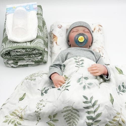 Hollyoo Muslin Swaddle Blanket 100 Viscose Made from Bamboo Muslin Swaddle Blankets for Boys and Girls Baby Receiving Swaddles Unisex Receiving Blanket Newborn Gifts Eucalyptus Leaves