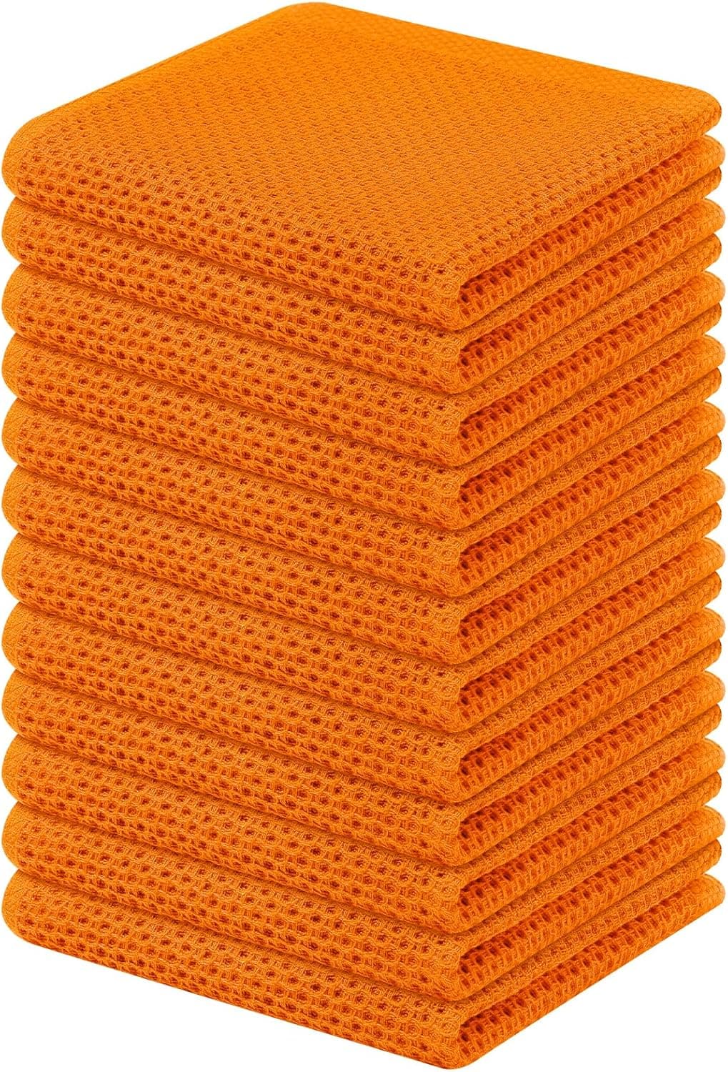 Kitinjoy 100 Cotton Kitchen Dish Cloths 12 Pack Waffle Weave Ultra Soft Absorbent Dish Towels for Drying Dishes Quick Drying Kitchen Towels Dish Rags 12 X 12Inch Orange