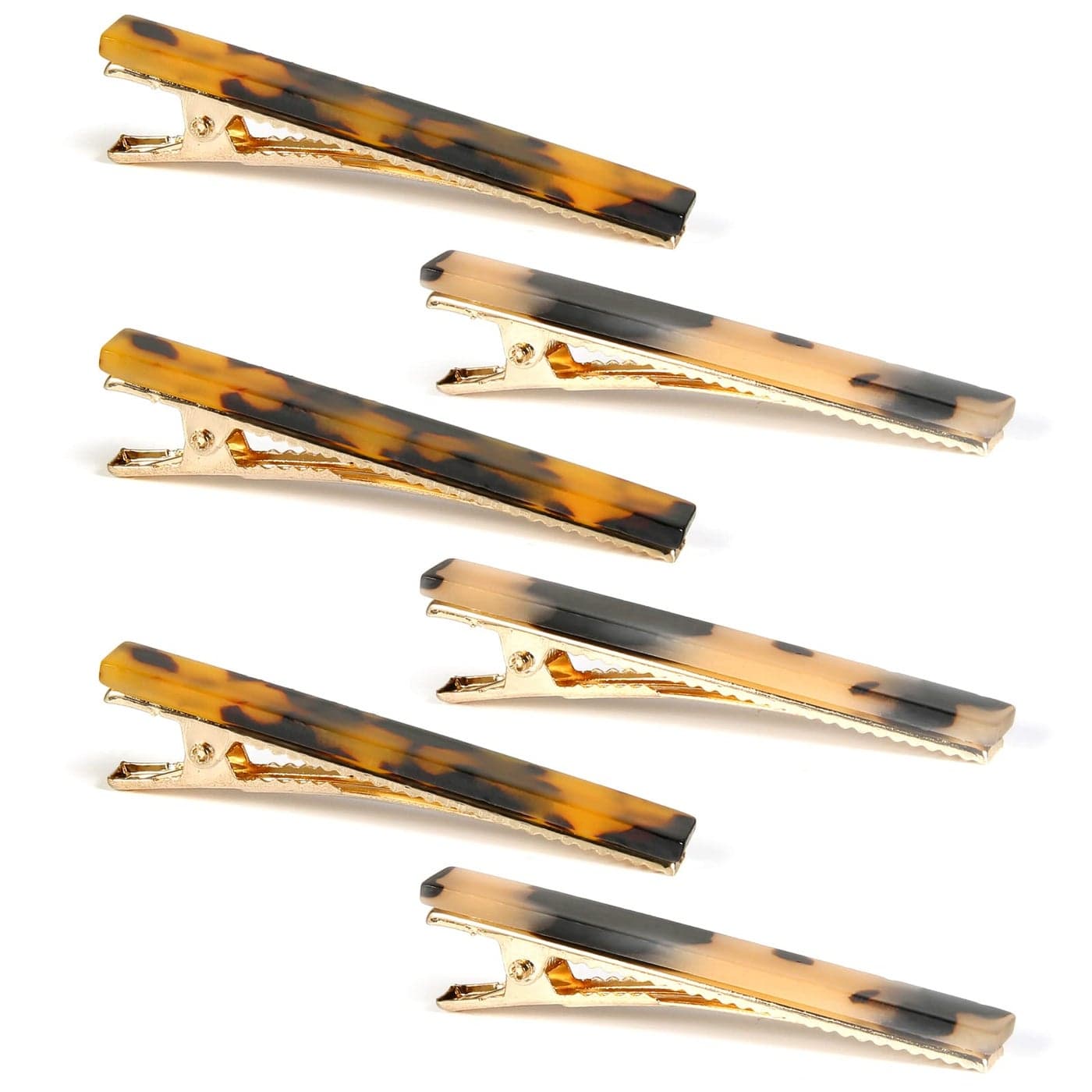 Cobahom 6 Pack Leopard Print Tortoise Shell Metal Hair Pins Duck Teeth Hair Clips for Styling Womens Hair 236 Inch
